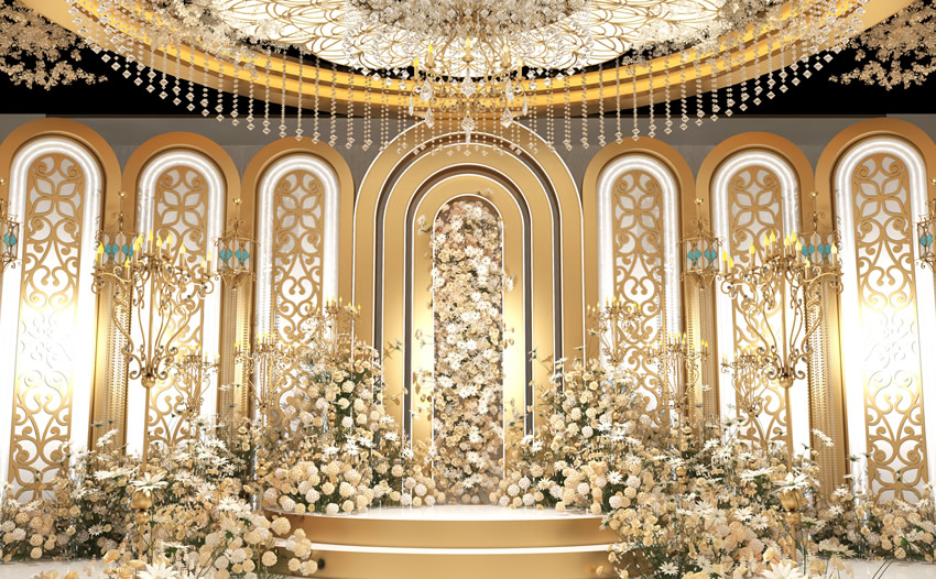 成华香槟色调婚礼堂效果展示
